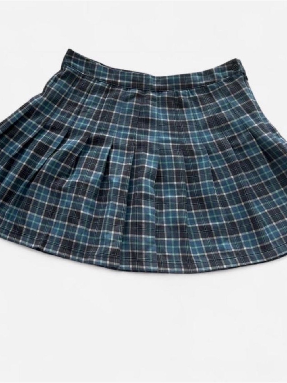 Aeropostale Pleated Plaid Mini Skirt in Navy and Teal